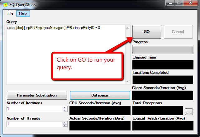 Execute Stored Procedure using SQLQueryStress