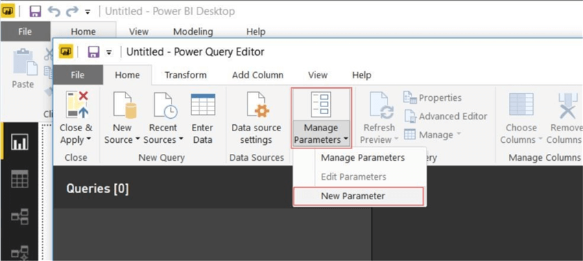 Creating parameters in Query Editor