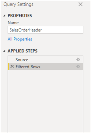 Query Settings showing no Query Folding A