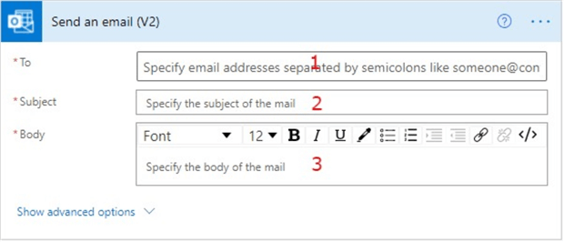 Configuring an email alert flow step 2