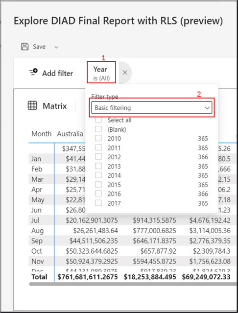Snapshot showing how to add a filter to the Explore this data feature window in Power BI service 2