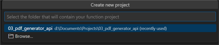 azure functions pick project folder