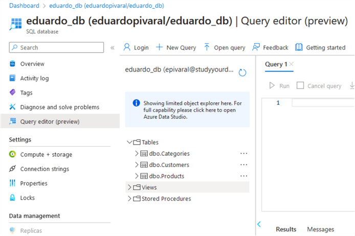 Azure SQL db already in place