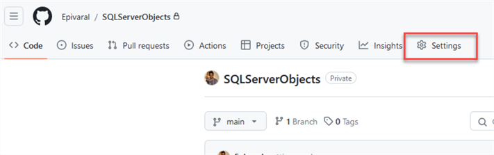 Configuring GitHub secret, settings