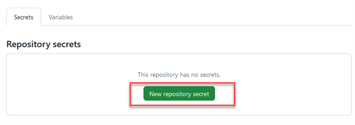 Configuring GitHub secret, new repo secret