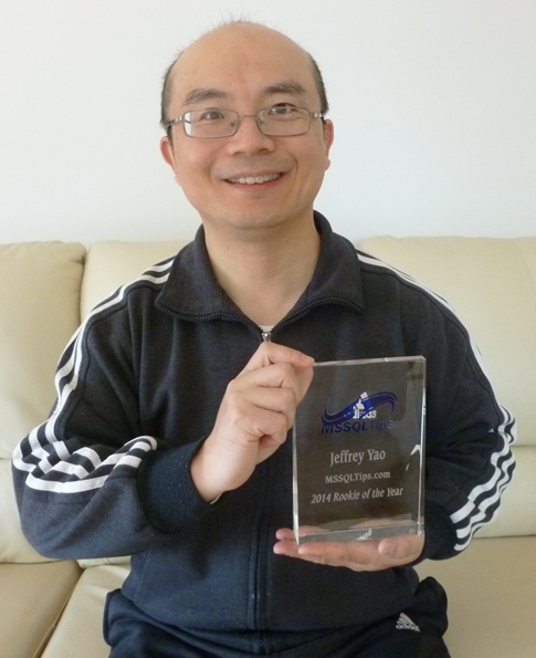 Author Jeff Yao celebrating his 2014 Rookie of the