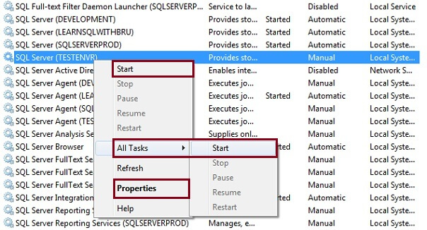  connect to a SQL Server from Management Studio only if the SQL Server instance is started. 