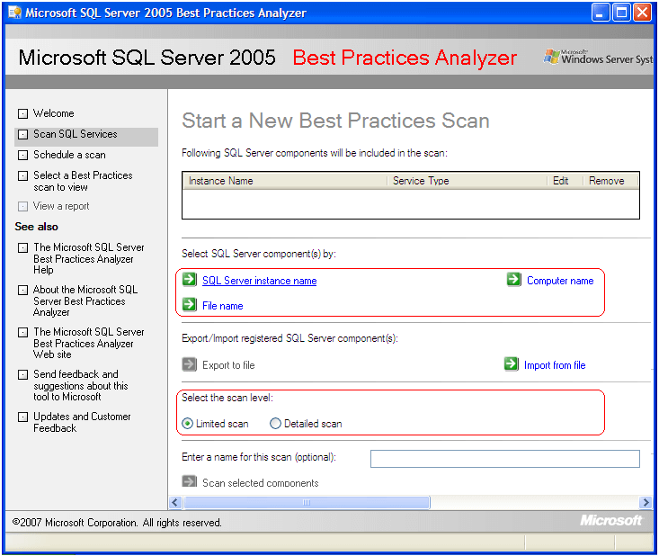  you will find different options available to scan such as the SQL Server Instance, Computer or a File