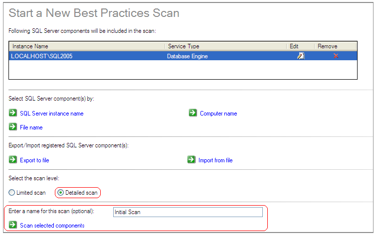click on Scan selected components to start scanning
