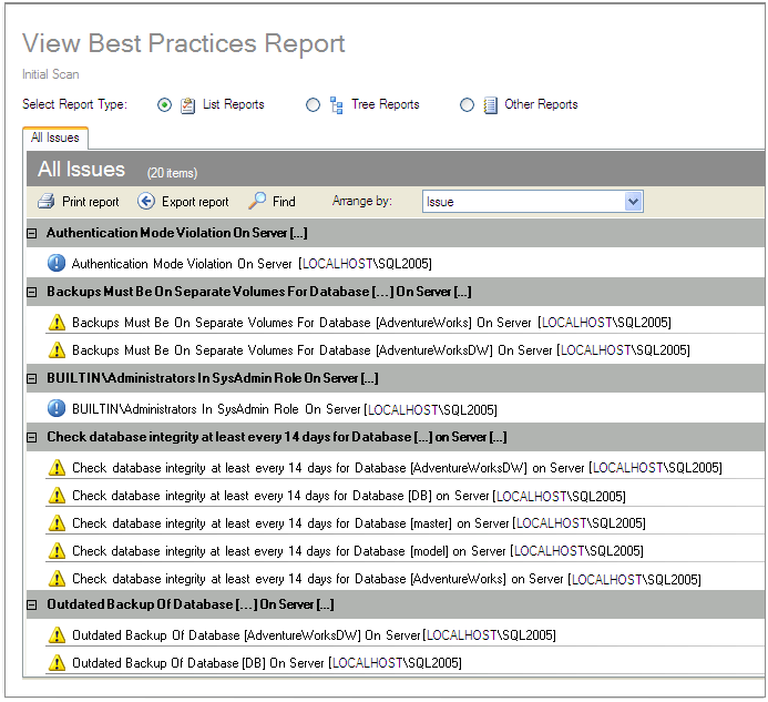 List Reports, Tree Reports and Other Reports
