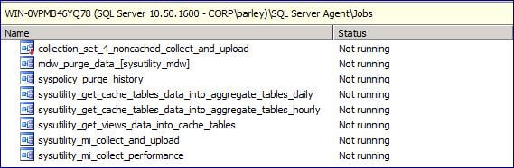 the following SQL Agent jobs will be created to perform the data collection