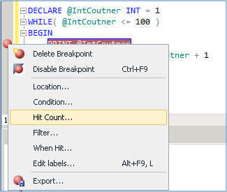 a breakpoint hit allows you to specify the condition to pause