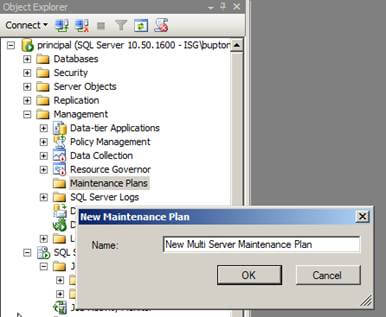 connect to ssms and navigate to management/maintenance plans