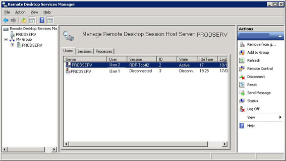 Remote Desktop Service Manager in Windows Server 2008 R2