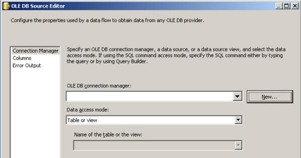 Add the OLE DB Source properties in SSIS