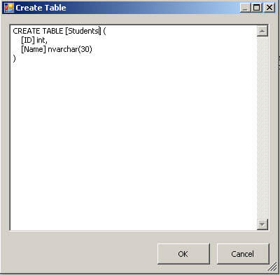 Create the students table in SSIS