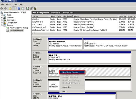 Windows Disk Management New Simple Volume