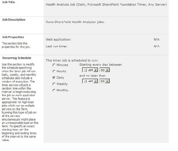 SharePoint 2010 Health Analysis Job