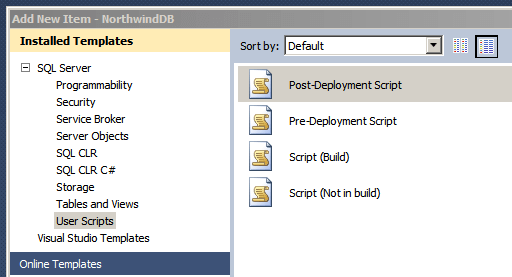 Add New ITem - Post-Deployment Script template