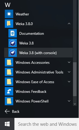 Start WEKA 3.8 with console