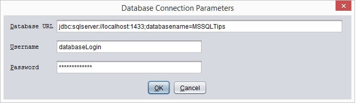 Enter database login and password