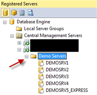 Registered Servers - Description: Registered Servers in SSMS
