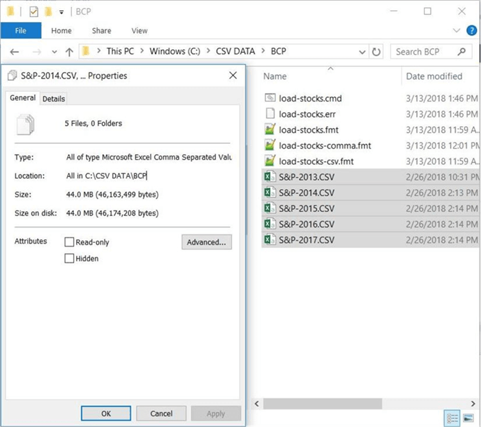 Sliding Window - BCP, CMD, and CSV files - Description: All the files needed to load data from on premise to the in cloud database.