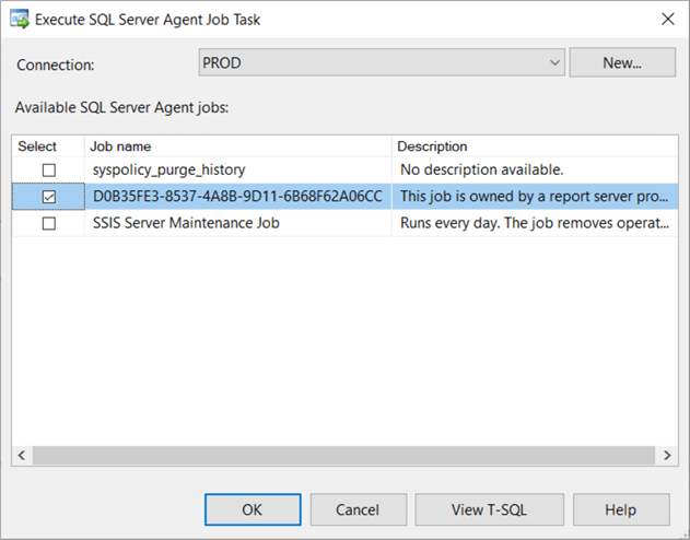 Configure Execute SQL Server Agent Job Task to execute SSRS report subscription
