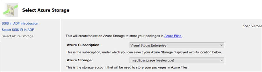 configure Azure storage connection