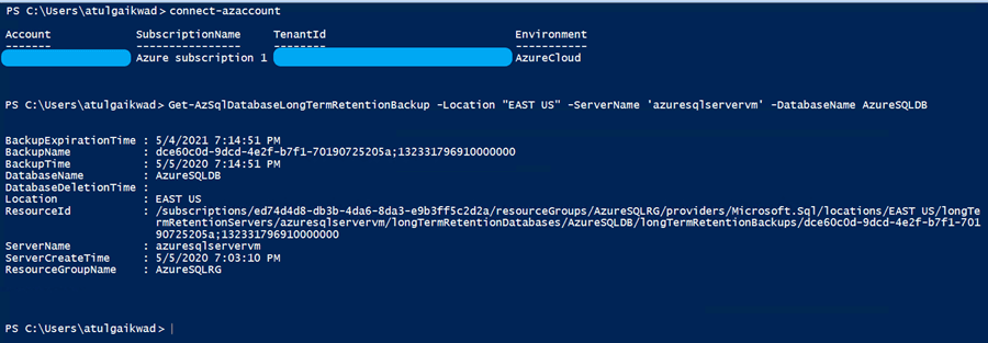 Verify if the LTR Backup is available from Powershell