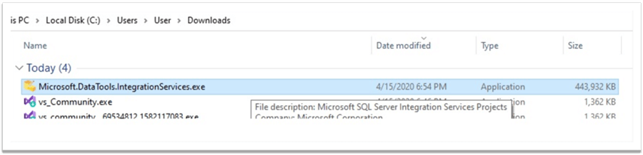 Execute SQL Server Integration Services Executeable File for Visual Studio Community 2019 Edition