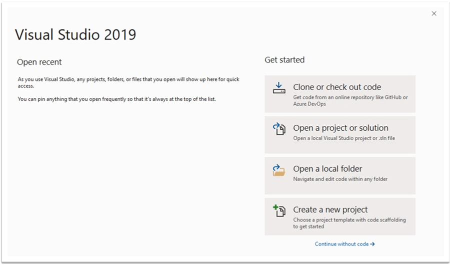 Create New Project in Visual Studio Community 2019 Edition