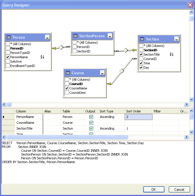 The query as setup in step 2