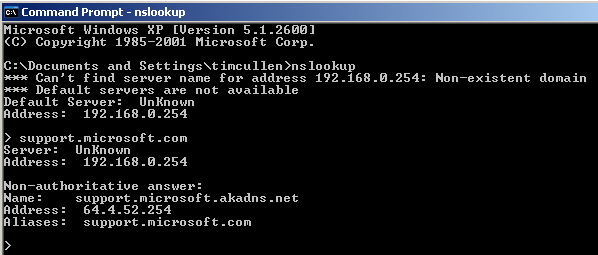 DNS information for support.microsoft.com