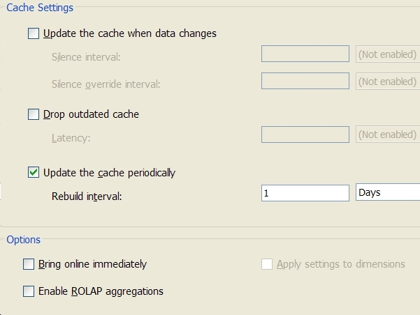 cache general settings