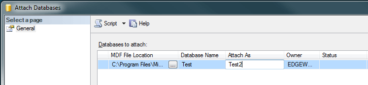 attach database using ssms