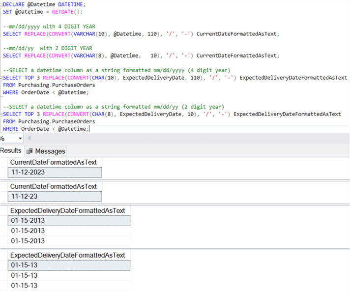 SQL Date Format mm/dd/yyyy with SQL CONVERT