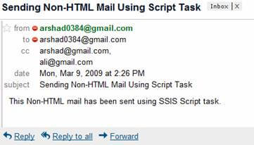 ssis send email text format