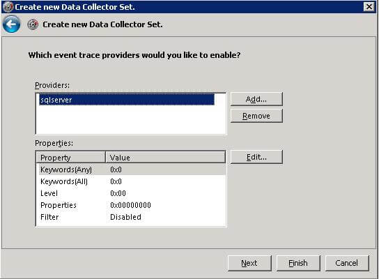 Choosing event trace providers 