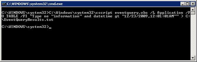 Eventquery.vbs can be called from the command line