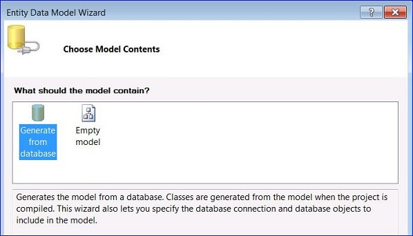 Adding an ADO.NET Entity Data Model to your project 