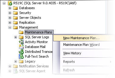 In SSMS, right click on Maintenance Plans folder and select New Maintenance Plan