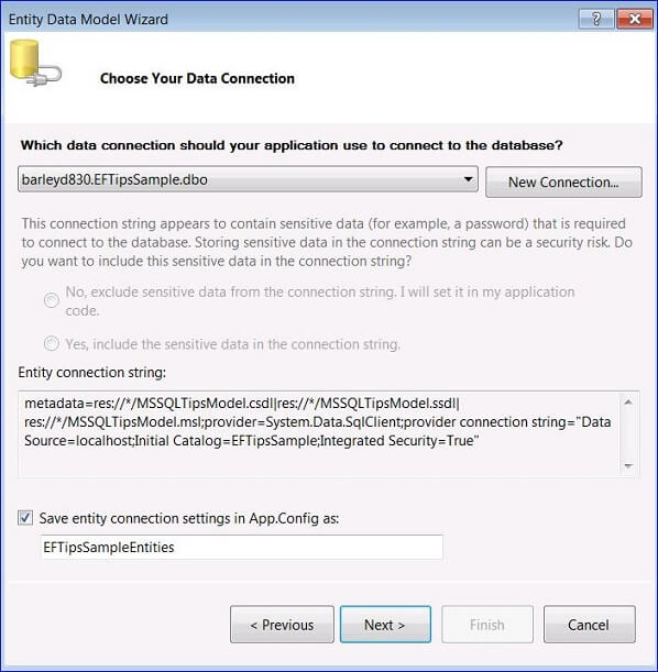 select an existing database connection or click New Connection to create one