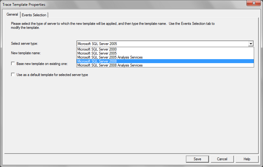 the server type available in the drop down list depends on the SQL Server version installed