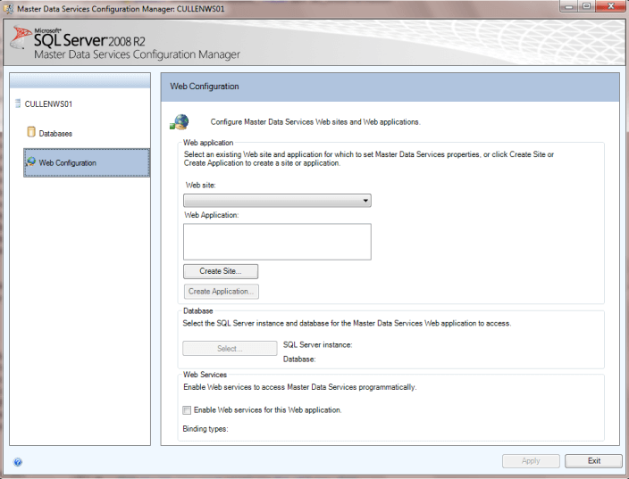The setup of the application in the Configuration Manager is similar to setting up a virtual directory and application in Internet Information Services