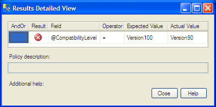 the current compatibility level for the database was Version90 which is that of SQL Server 2005