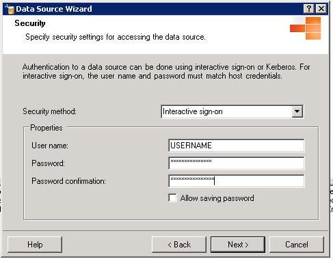 enter the DB2 user that will be used to impersonate our SQL User