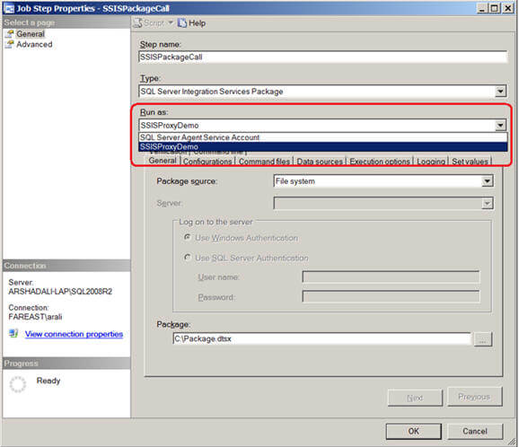you can change the same job step using SSMS to use the proxy 