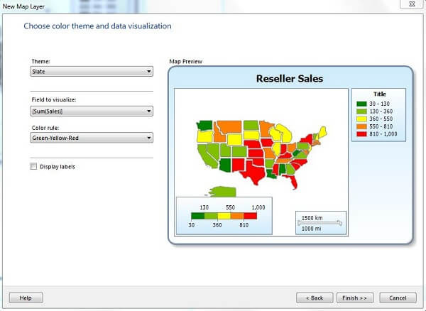 display the Choose color theme and data visualization dialog