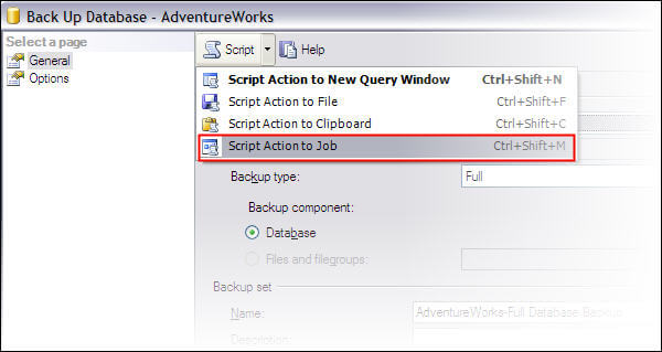 Create database backup through SSMS (non express edition) and directly create a schedule job for this action